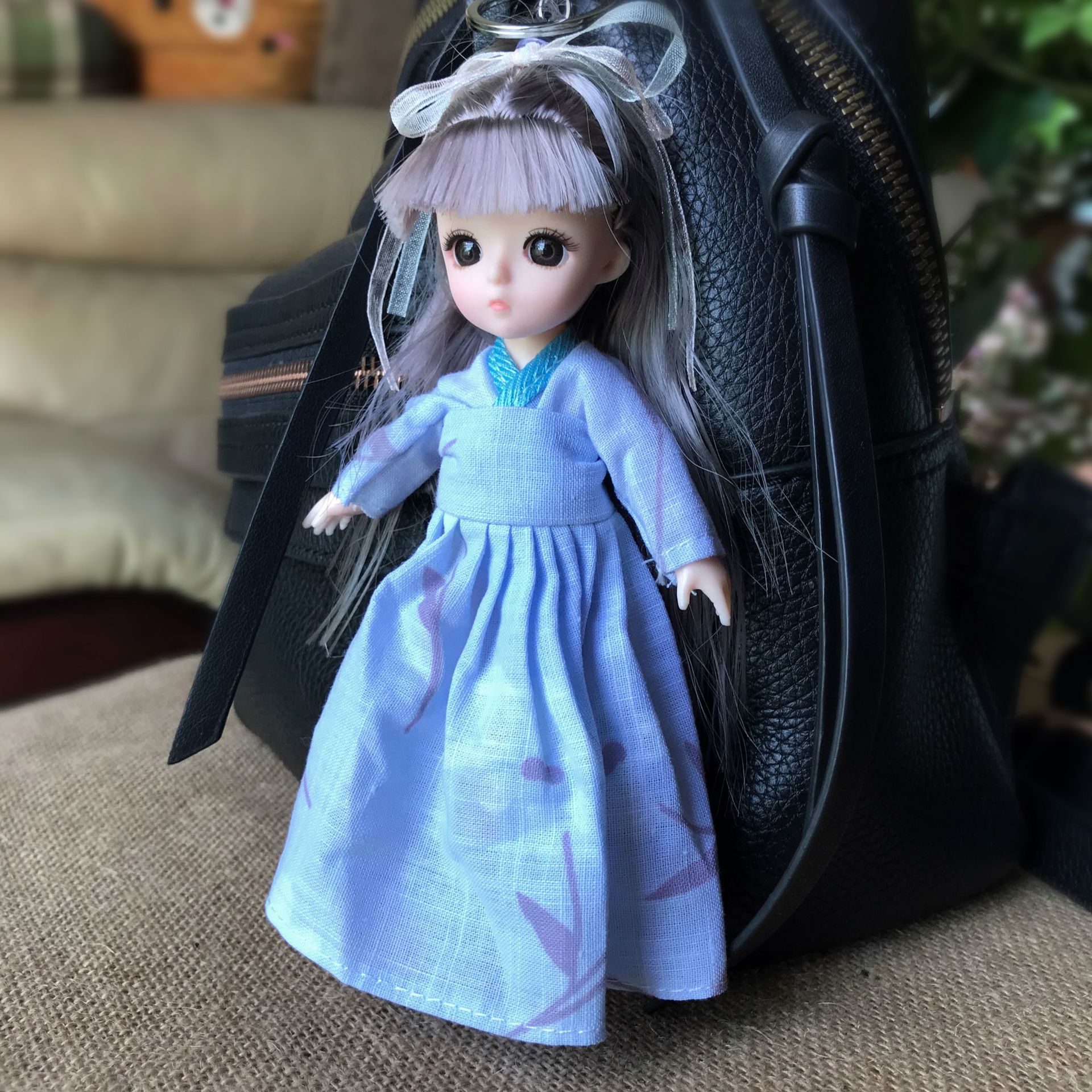 q版6寸芭比娃娃学生书包汽车钥匙小挂件批发13关节可动sd注塑玩具