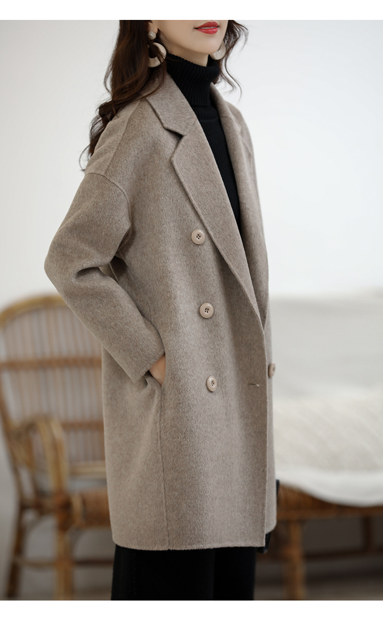 2020新款韩版双排扣双面仿羊绒大衣女中长款仿羊毛呢子毛呢外套