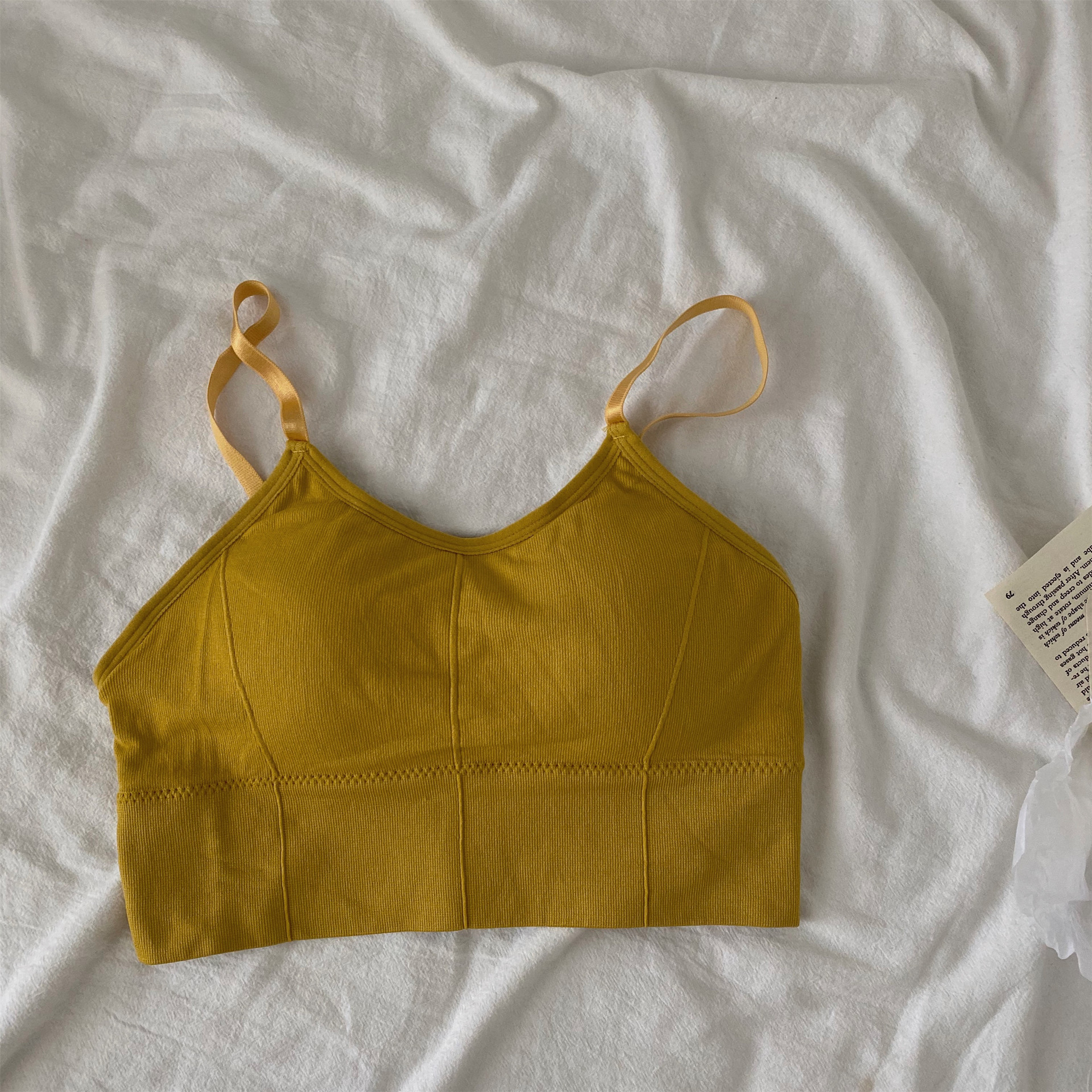 螺纹美背无缝裹胸无钢圈运动抹胸少女学生吊带背心打底内衣代发