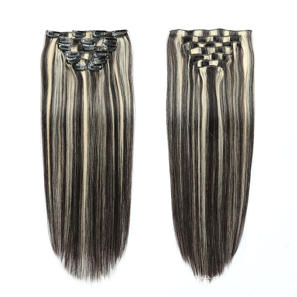 亚马逊假发 卡子发 真人卡子发 #1b/613  真发假发 欧美外贸假发