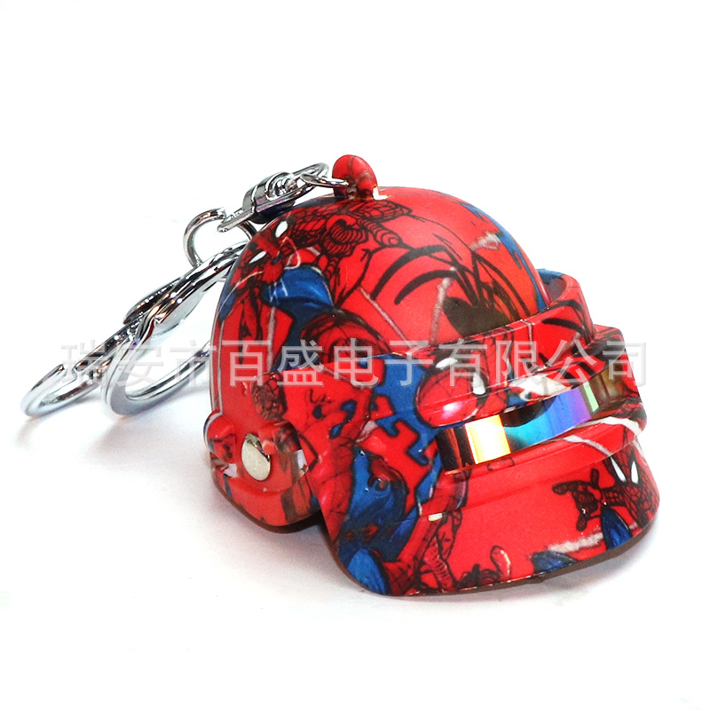 Factory Wholesale Helmet of Level 3 Helmet Keychain Game Chicken Eating Motorcycle Cap Helmet Creative Shop Pendant