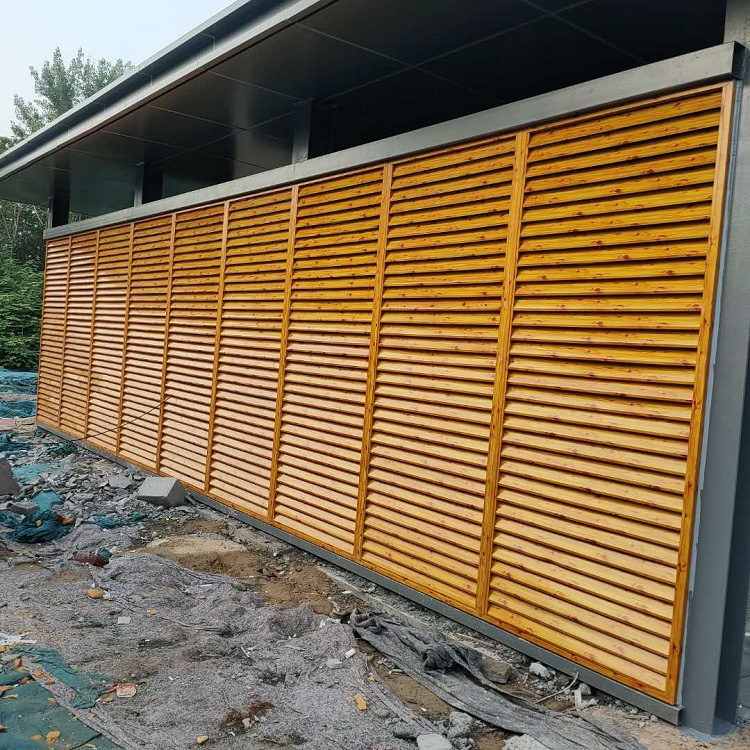 铝合金百叶窗木纹转印百叶窗固定防雨百叶通风装饰色彩多样百叶窗