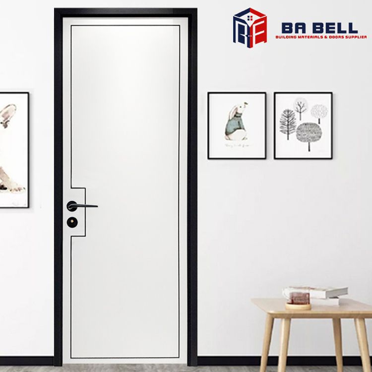 静音黑框白门金属条环保室内卧室门简约免漆生态木门实木复合门