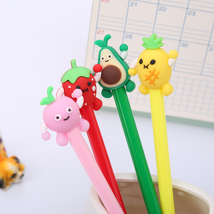 Cute Fruit Gel Pen Creative Learning Stationery Student Exam water PEN Prize Gift Cartoon Pen Wholesale 