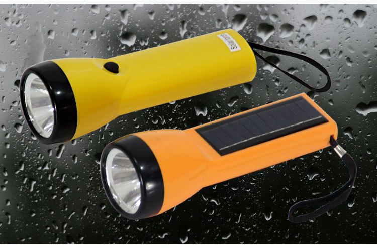新款可充电式太阳能手电筒 家用照明abs塑料手电筒 led强光手电筒