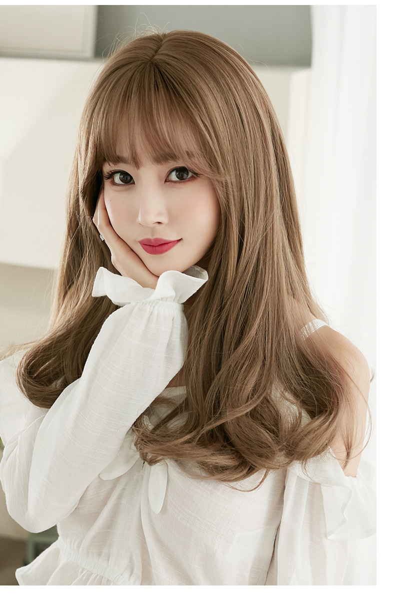 假发女长发中长发空气刘海卷发长卷发修脸全头套梨花头微卷假发套