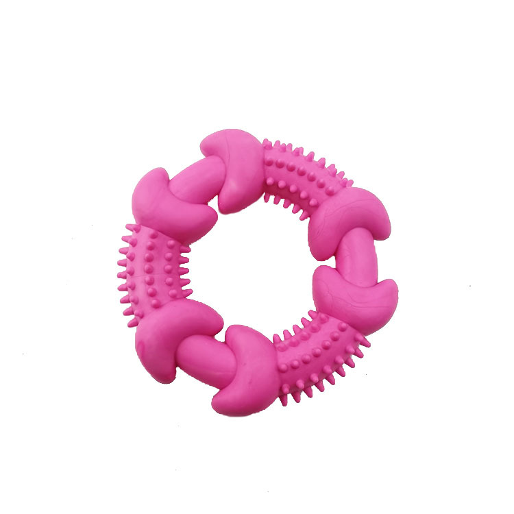 Factory Wholesale Pet TPR Bite-Resistant Toy Solid Bone Thorn Ring Dog Tooth Cleaning Molar round Toy
