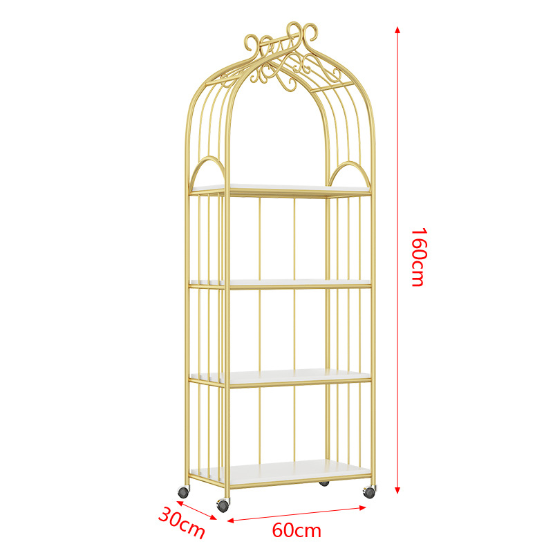 Nordic Golden Bird Cage Shelf Bookshelf Cosmetics Manicure Clothing Store Shoe Bag Multi-Layer Floor Display Stand