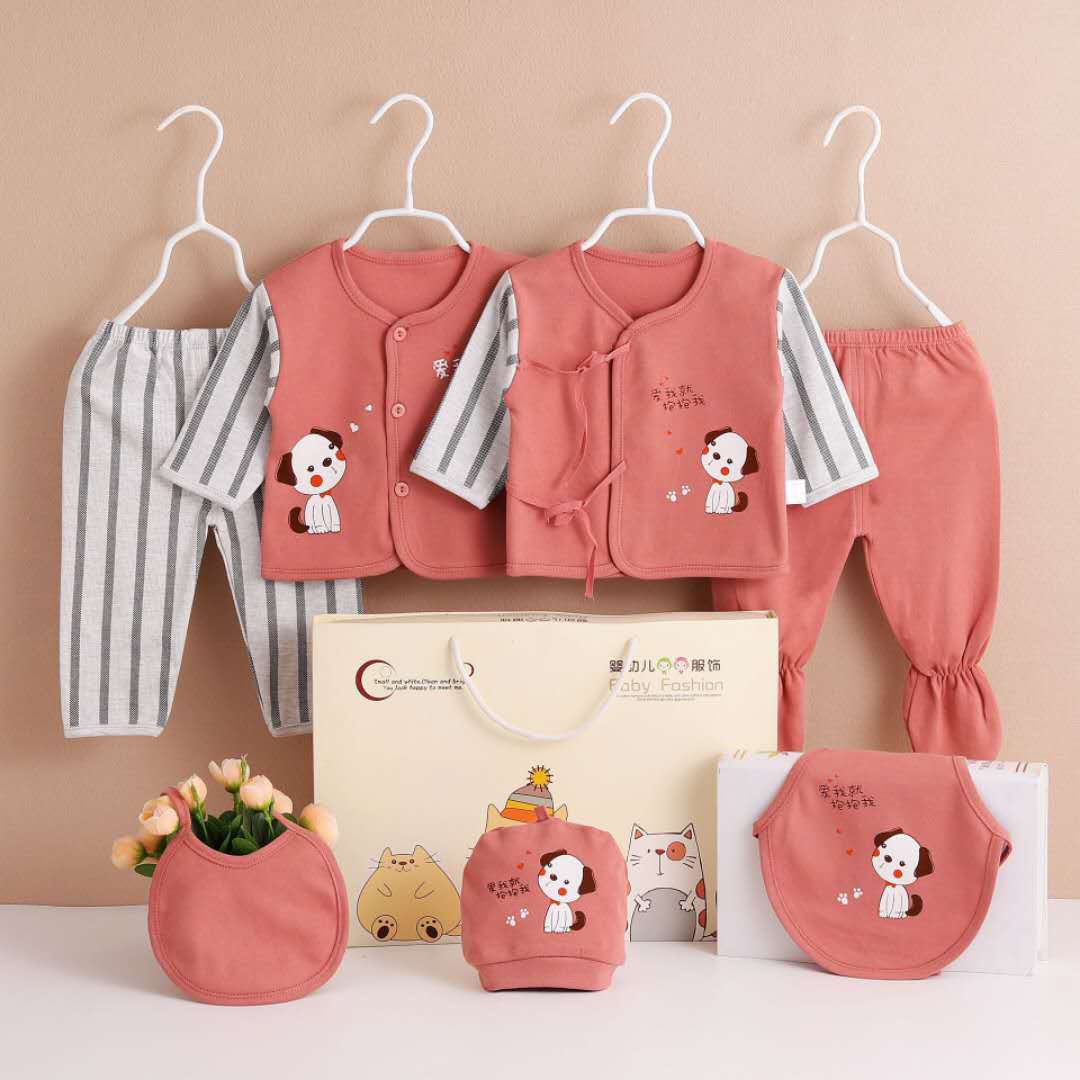 OPP Plastic Bag Newborn Cotton Seven-Piece Baby Combed Cotton Brushed Clothing Supplies Gift Bag Baby's Wrap