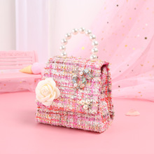 小香风迷你韩版儿童包包可爱手提斜挎珍珠点砖包女童花朵零钱包