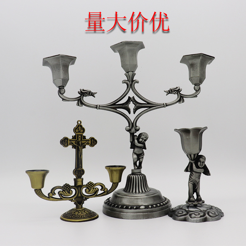 Cross-Border Hot Sale Factory Wholesale Home Vintage Crafts Decorations Candle Holder Metal Crafts Ornaments