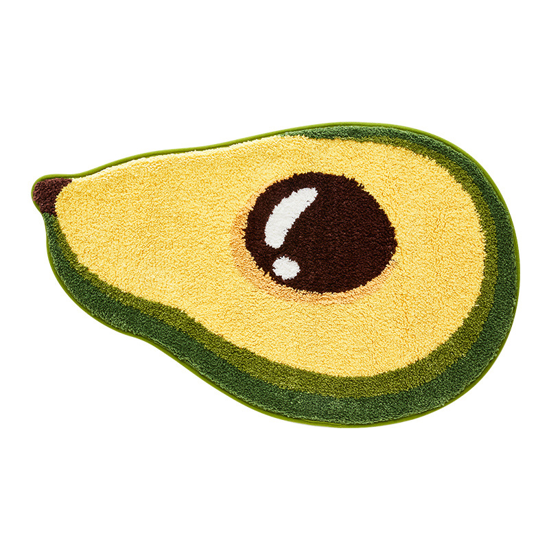 Cross-Border Modern Flocking Home Door Mat Home Bathroom Cartoon Avocado Water-Absorbing Non-Slip Mat Mat