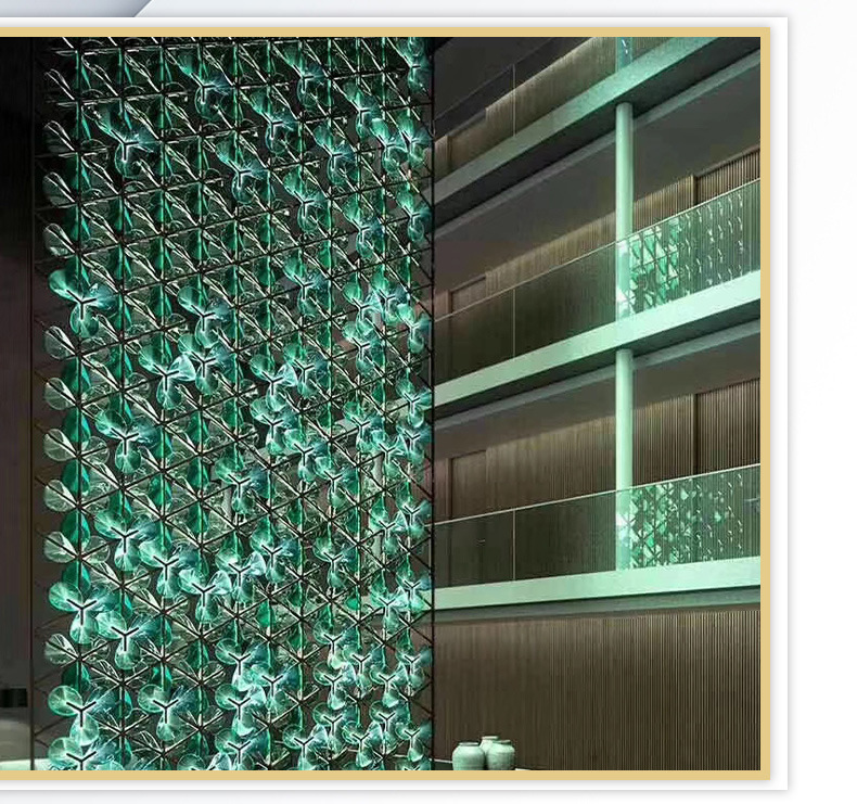 长期定做水晶玻璃砖彩色酒店装饰玻璃背景墙艺术水晶屏风玻璃制品