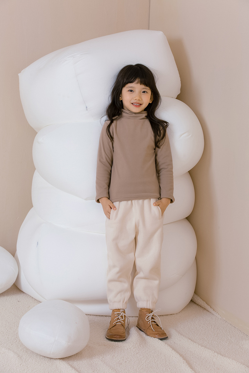 小懒猫童装冬季新品德绒加厚发热高领打底衫男女儿童玻尿酸亲子装