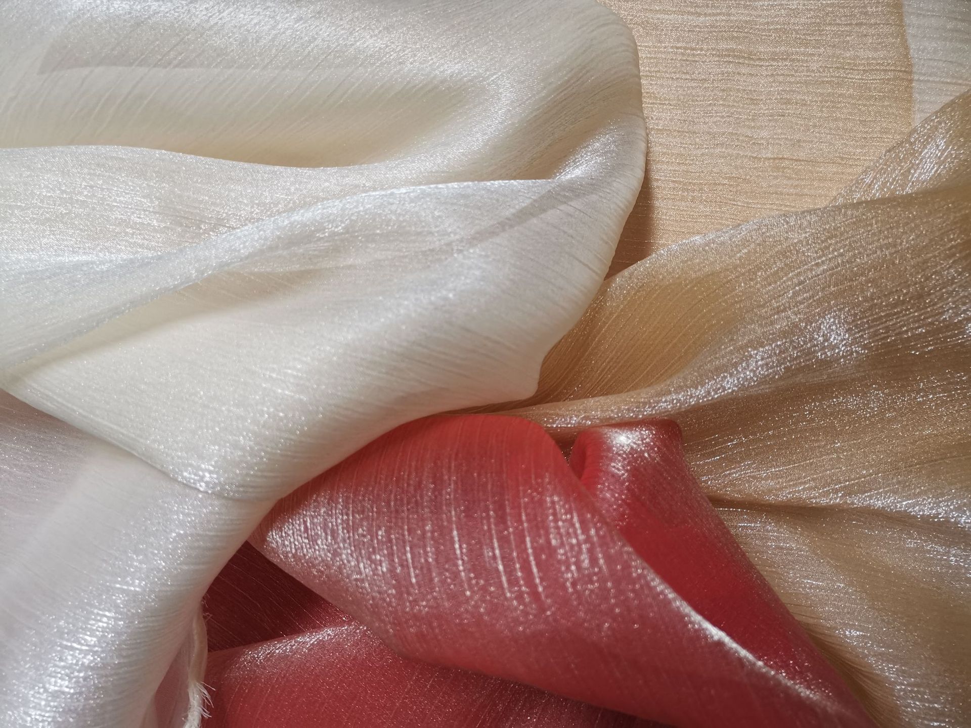 水波纹真丝皱亮光琉璃纱女装婚纱礼服汉服lolita舞台服人鱼姬面料-阿