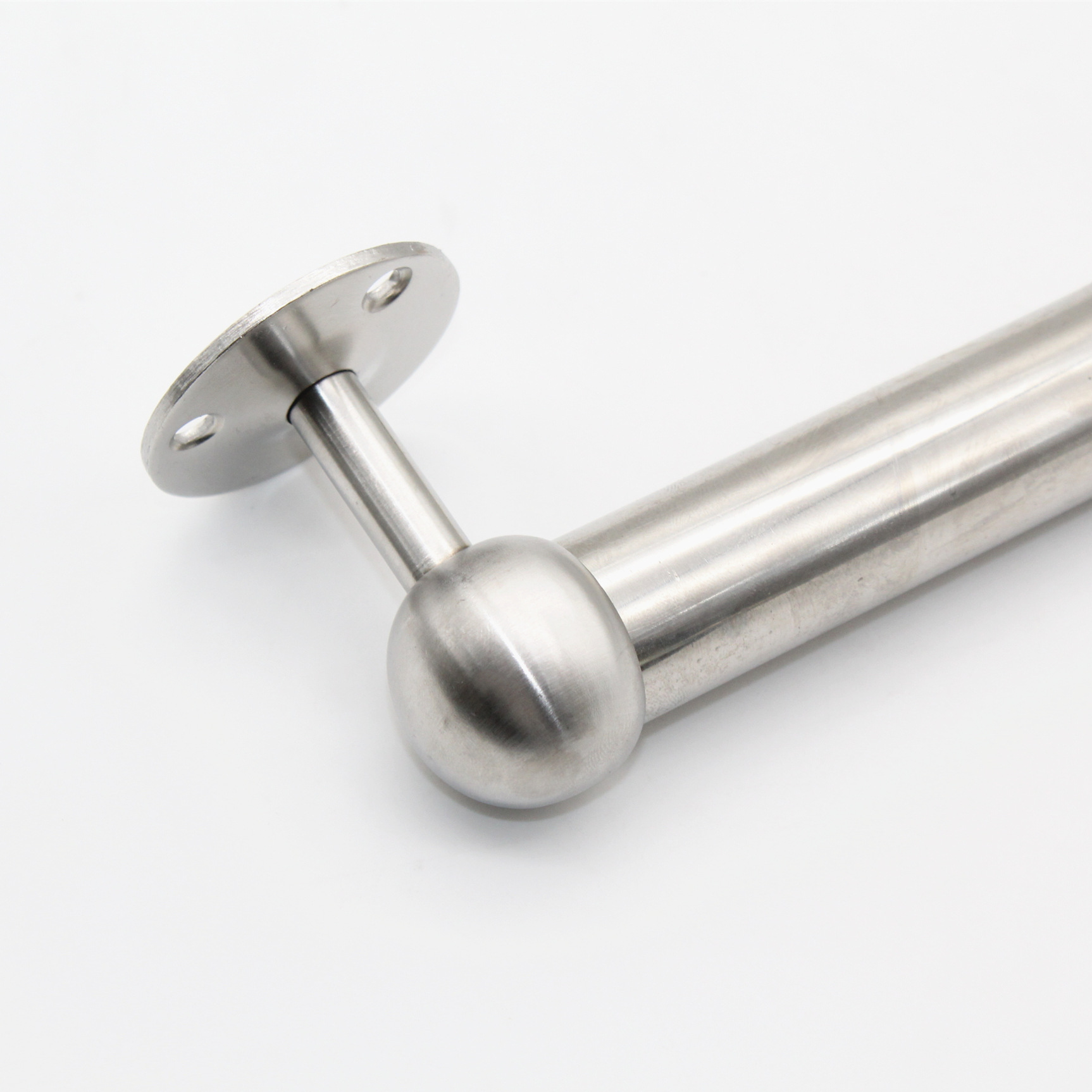 不锈钢圆管座毛巾架侧装球型衣杆底座吊通晾衣杆阳台护栏固定配件