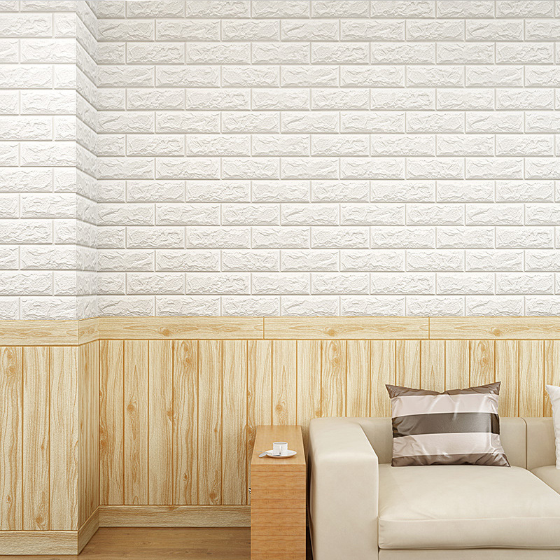 泡沫墙纸自粘防水防潮3d立体墙贴海绵防撞软包背景墙裙护墙板贴纸