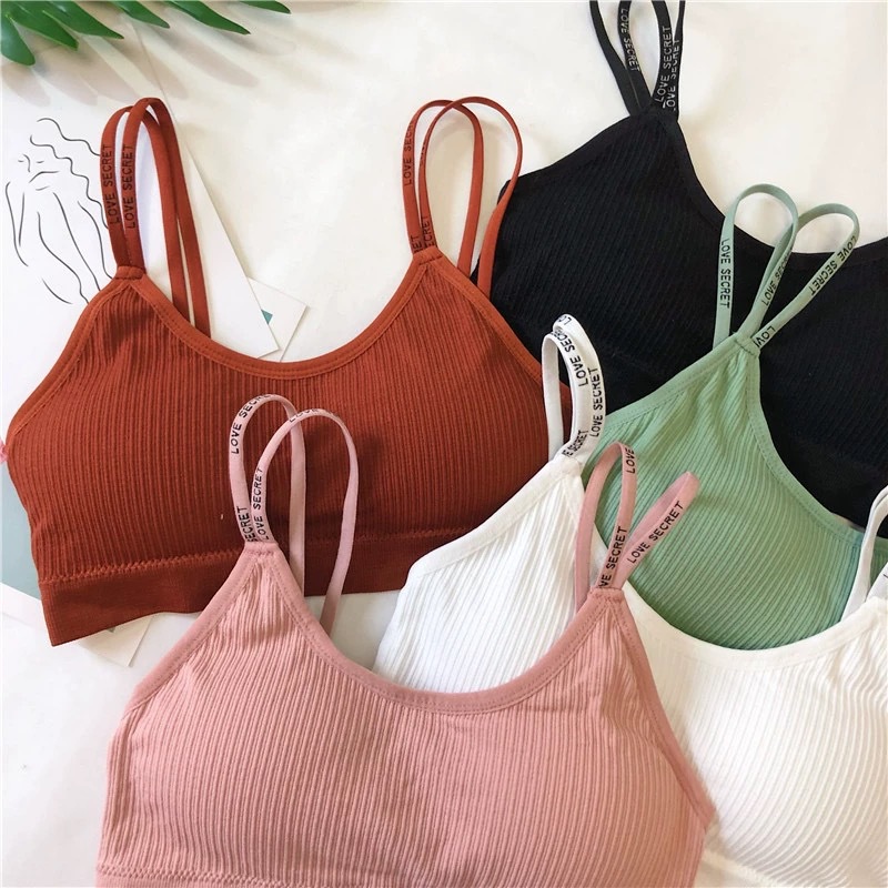 多色字母双肩带美背裹胸无钢圈运动文胸美背抹胸学生内衣吊带裹胸