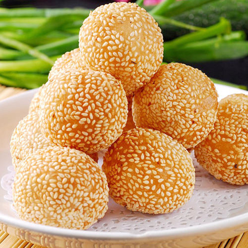 大芝麻球早餐面点豆沙馅麻球 油炸空心麻球半成品檽米球40个/包