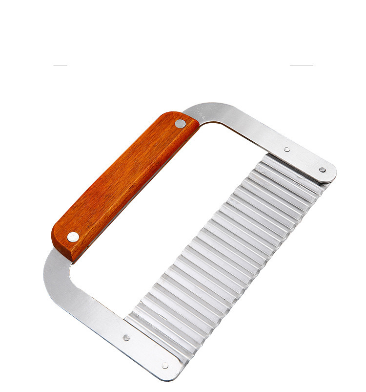 不锈钢波纹薯条刀 木柄波浪刀 土豆薯条切器 狼牙土豆花波纹刀
