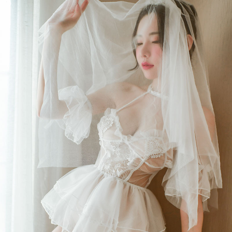 Adult Supplies New Sexy Lingerie Lady Sexy Seductive Transparent White Wedding Dress Bridal Wear Suit Manufacturer