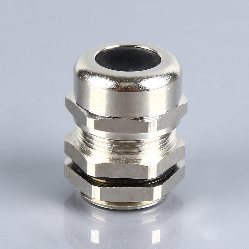 直通型金属电缆防水接头螺纹pg9/m20/m50黄铜镀镍 电缆防水接头