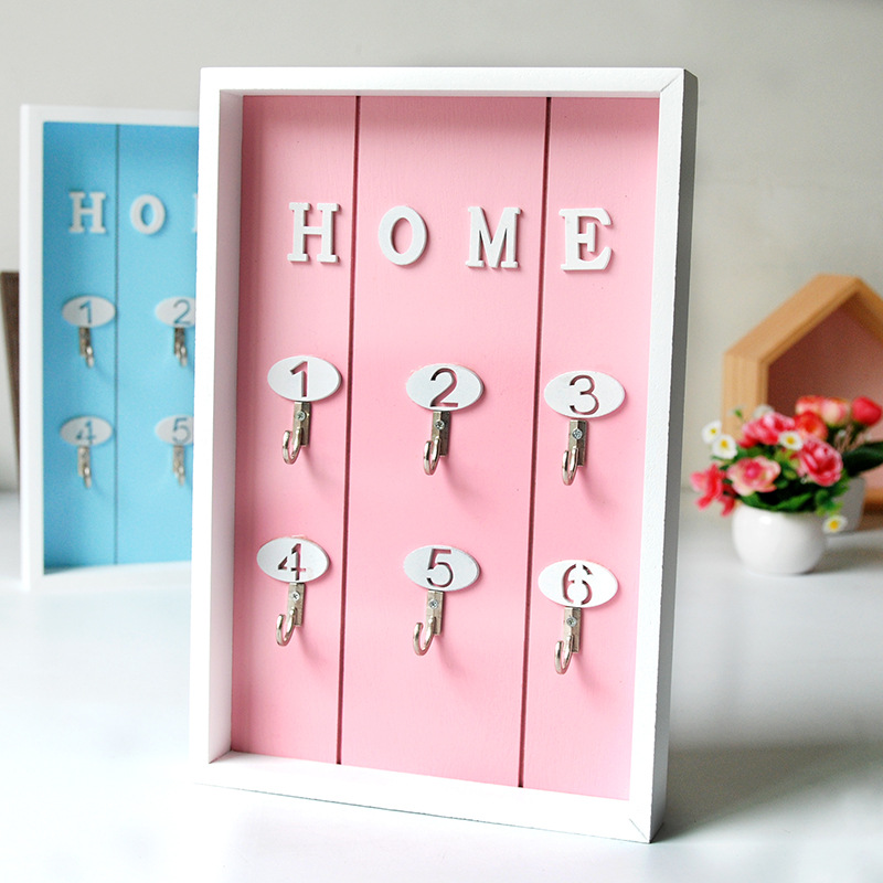 INS European Style Wooden Pink Wall Decoration Room Wall Jewelry Box Creative Home Hallway House Keys' Box