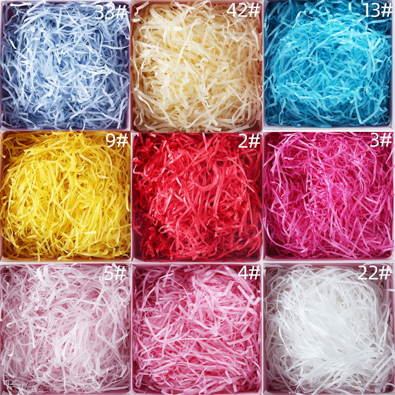 factory wholesale raffia shredded paper silk wedding candy box packaging filler a variety of color pleated paper 1kg