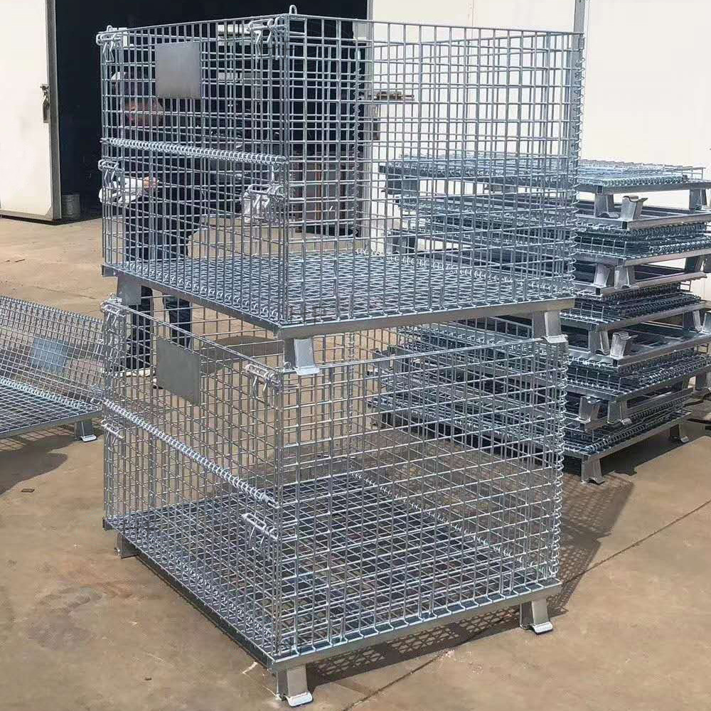 宁波折叠式仓储笼金属仓储笼车间用蝴蝶笼货架用仓储周转箱铁笼子