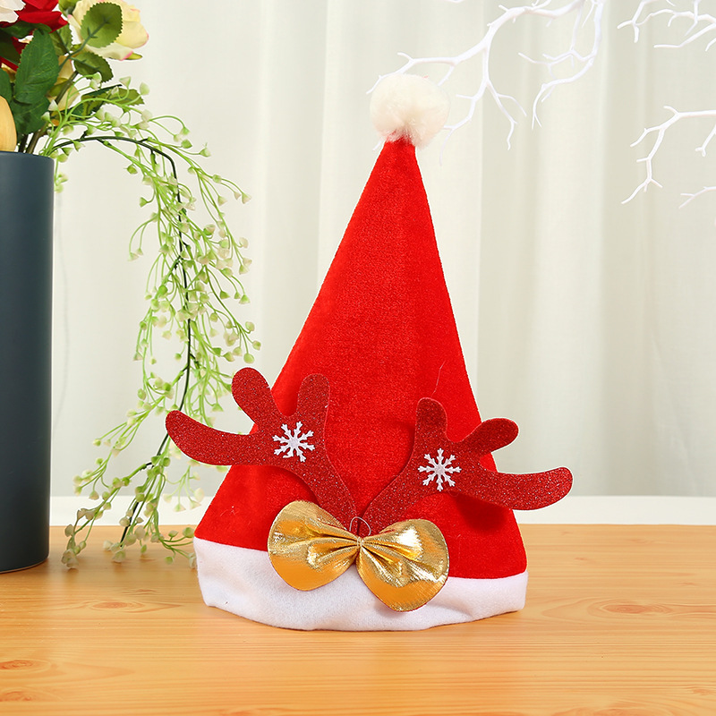 New Thickened Pleuche Christmas Hat Adult Red Christmas Hat Children's Antler Hat Christmas Supplies