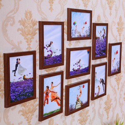 原木卧室装饰品套装儿童拍立得北欧风墙体多张照片组合相框a4摆台