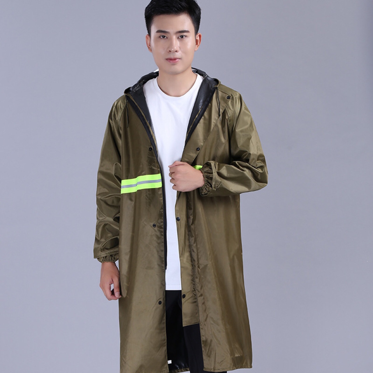 华达呢帆布雨衣成人连体长款雨衣军绿加厚男女户外劳保风雨衣雨披