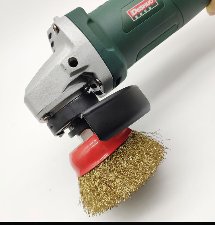 九匹马磨具钢丝刷镀铜曲丝碗型角磨机用除锈船舶打磨抛光刷钢丝轮