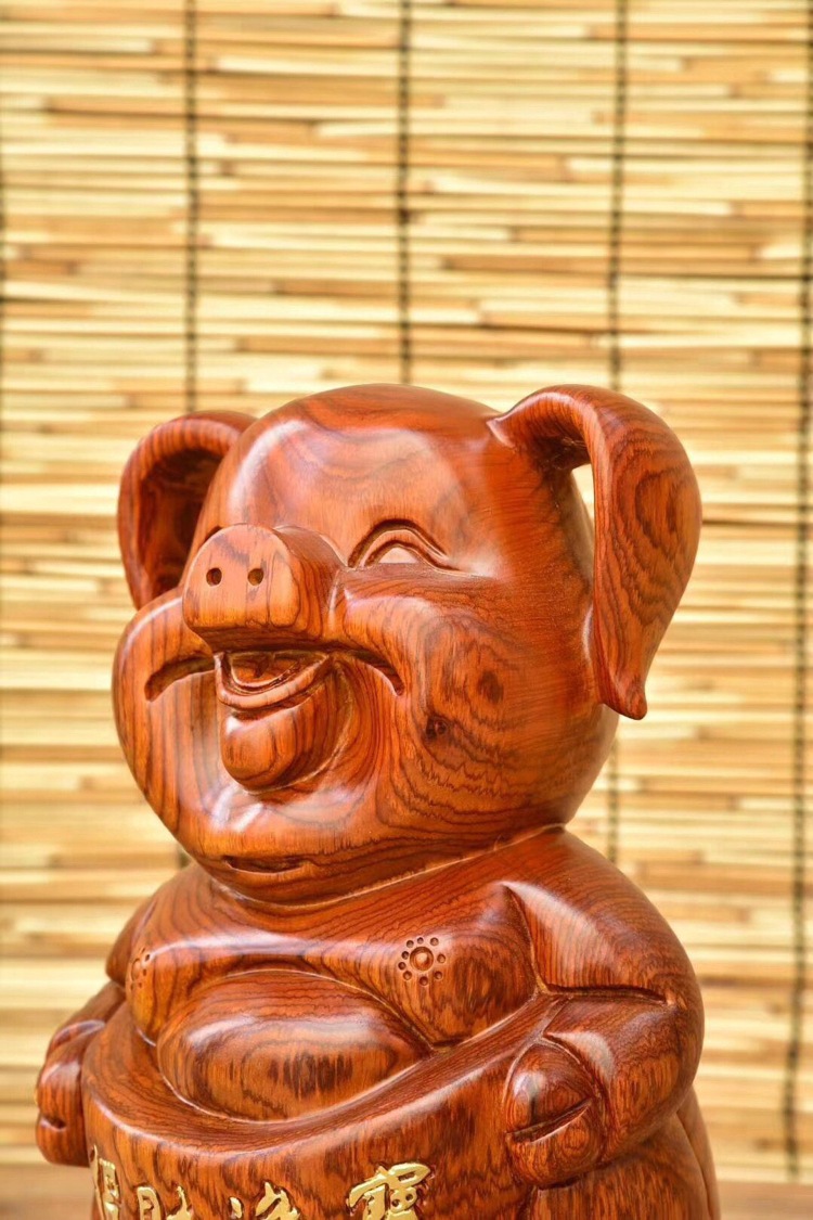 非洲花梨木招财猪福猪摆件家居办公企业公司定制商务礼品包装