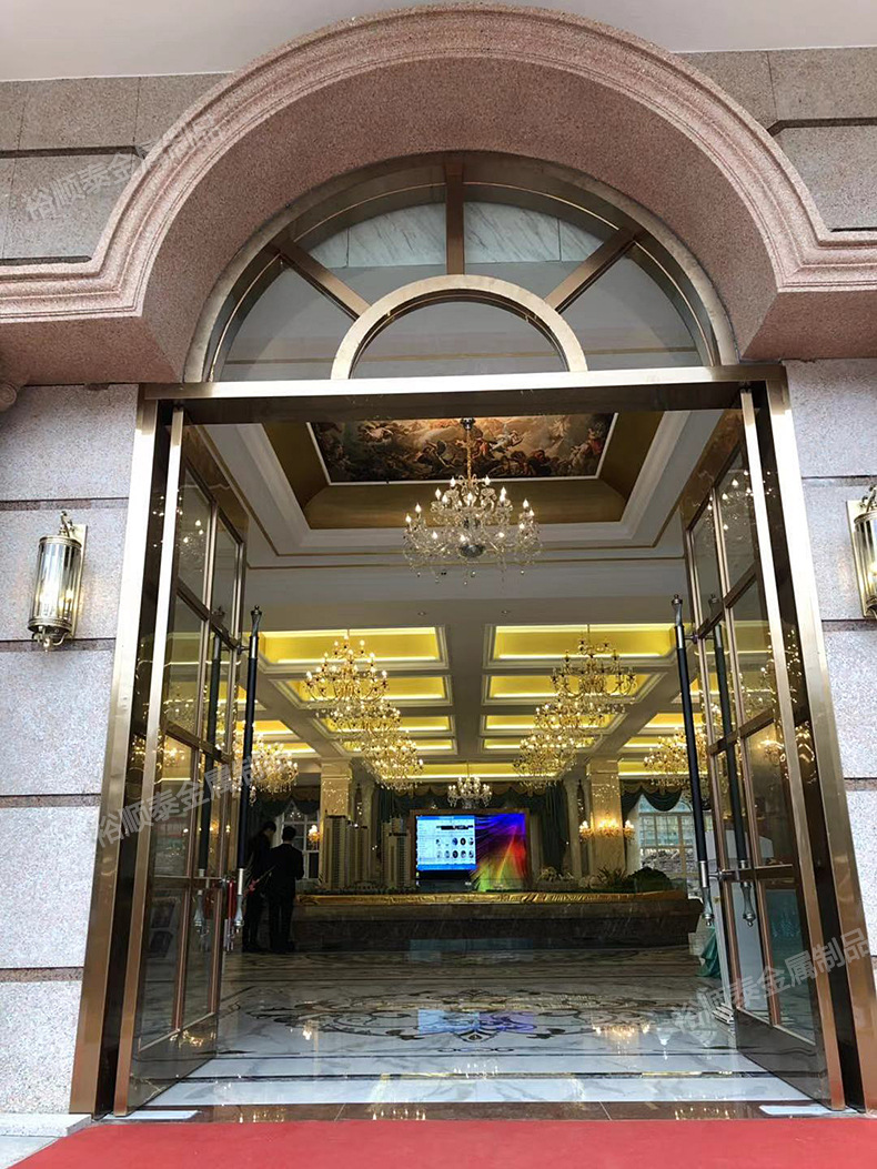 国际酒店大堂入户大门定制 玻璃自动感应平移门 不锈钢玻璃地簧门