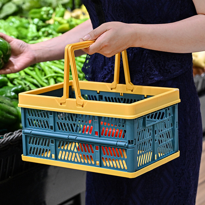 Shopping Basket Picnic Basket Supermarket Snack Shopping Basket Folding Basket Portable Portable Home Plastic Basket