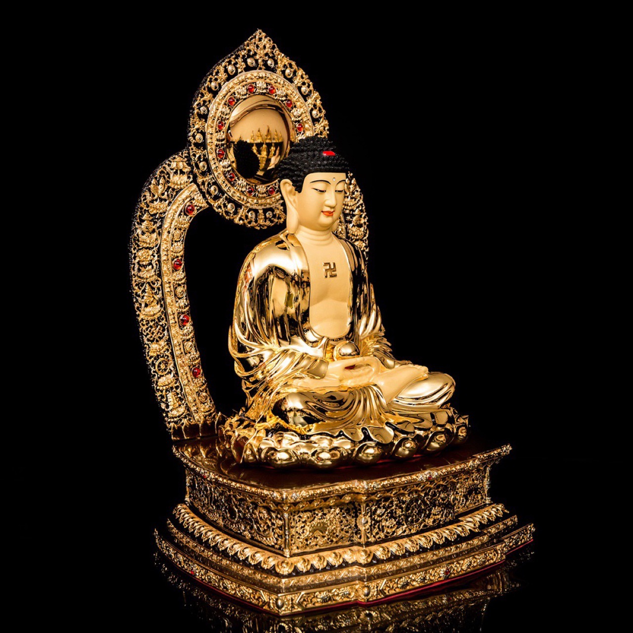 台湾盛凡铜鎏金佛像 sa40 释伽牟尼佛 鎏金 高54cm 佛教系列摆件