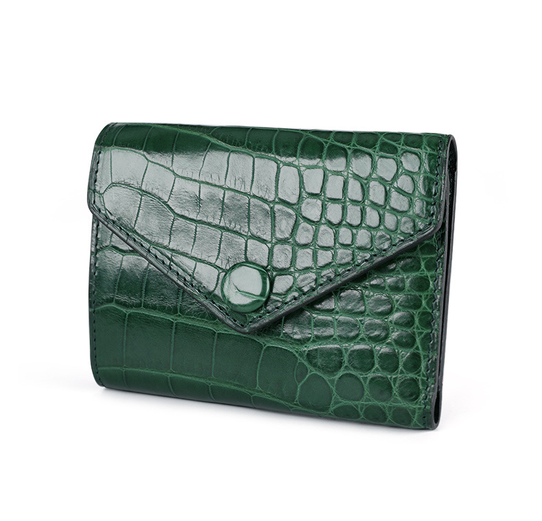 女士钱包鳄鱼皮钱包女短款时尚迷你折叠零钱夹皮包真皮多卡位钱包
