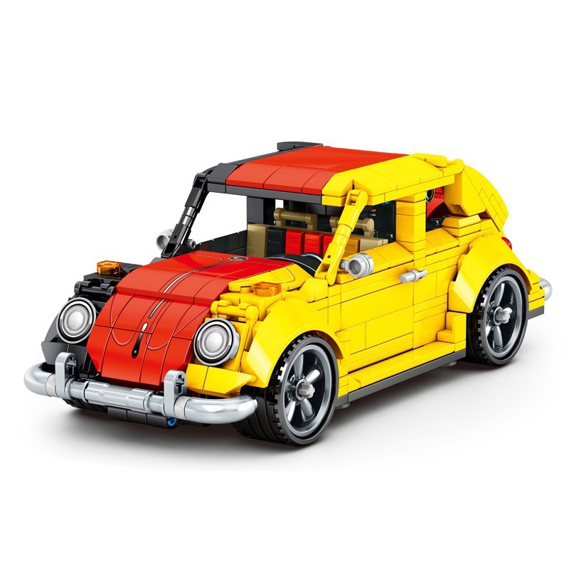 s牌积木sy8302积械狂飚三色甲壳虫跑车科技创意拼装儿童玩具积木