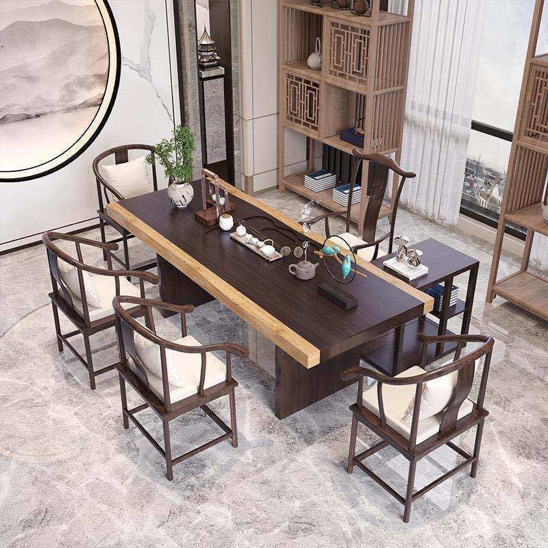 实木大板茶桌椅组合现代简约新中式功夫茶台禅意茶几办公室泡茶桌