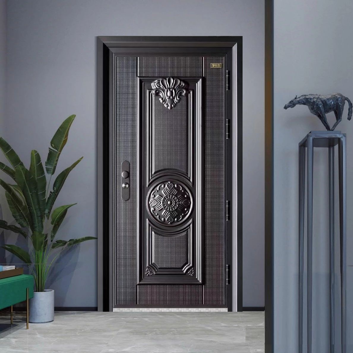 甲级铸铝防盗门公寓进户门高档安全入户门德式仿铸铝卡门厂家现货