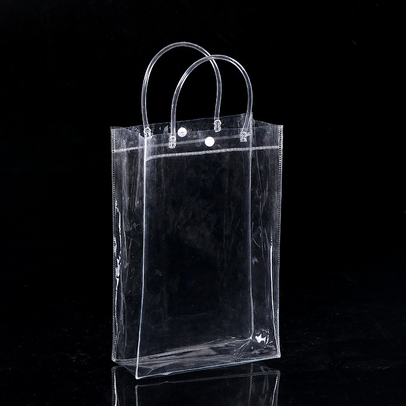 厂家直销 pvc立体手提袋 透明简约pvc袋定制logo超市水晶袋