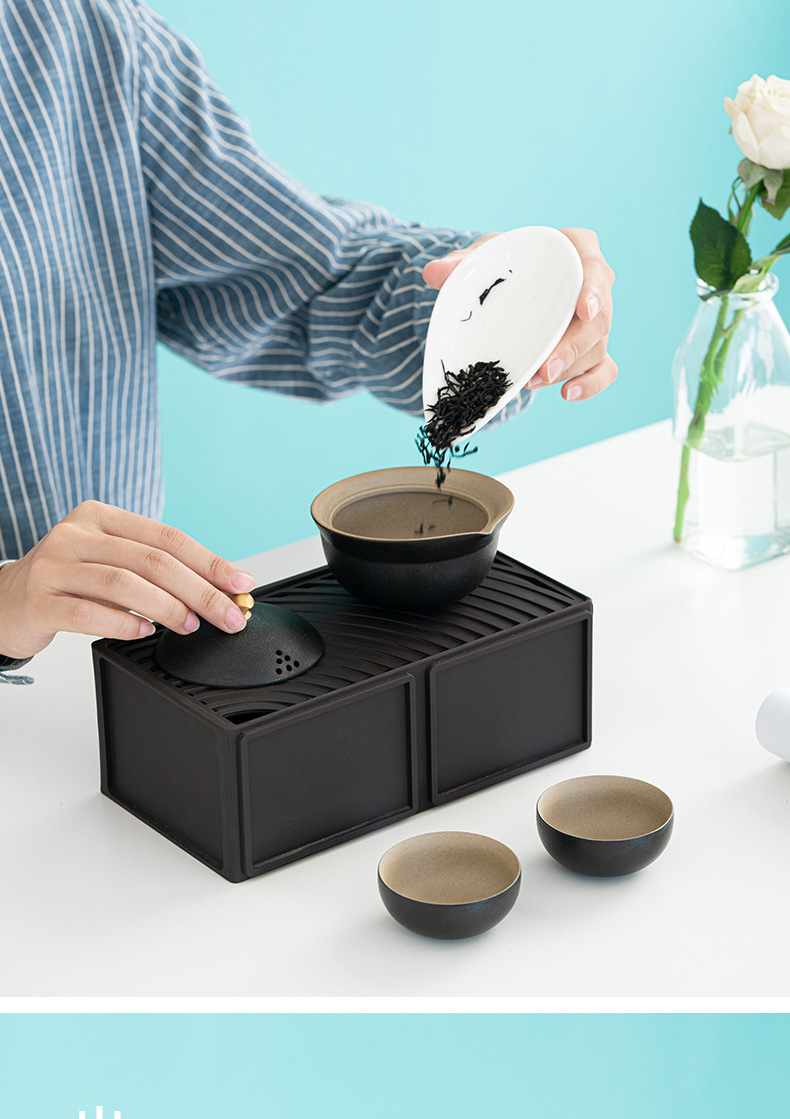 功夫茶具套装陶瓷办公室家用简约现代小套小茶台一体承接礼品定制