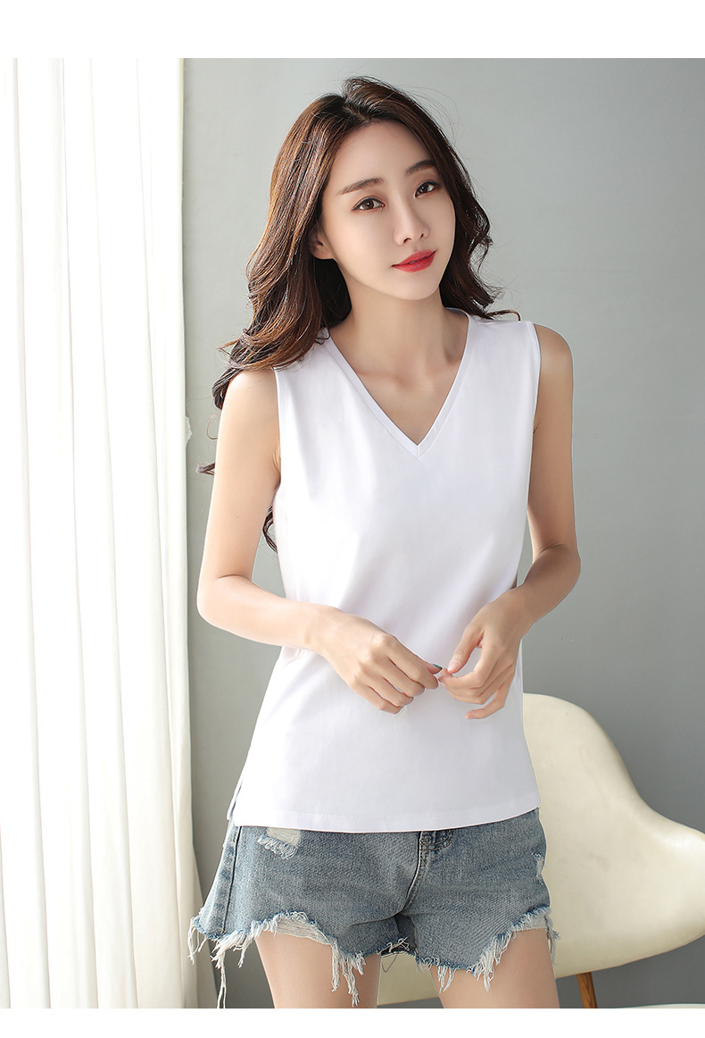 白色背心吊带女士v领2021春夏无袖打底衫内搭外穿薄款纯白棉大码