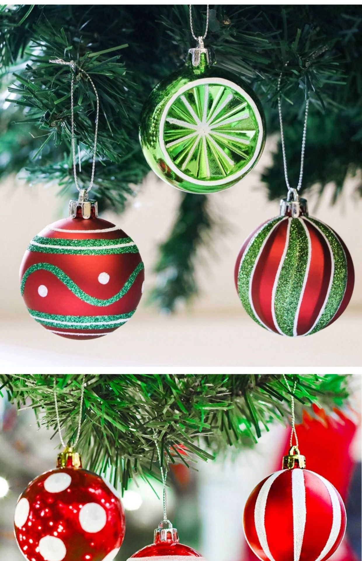 圣诞节装饰品6cm彩球手绘圣诞树创意布置挂件吊顶亮光配件小挂饰