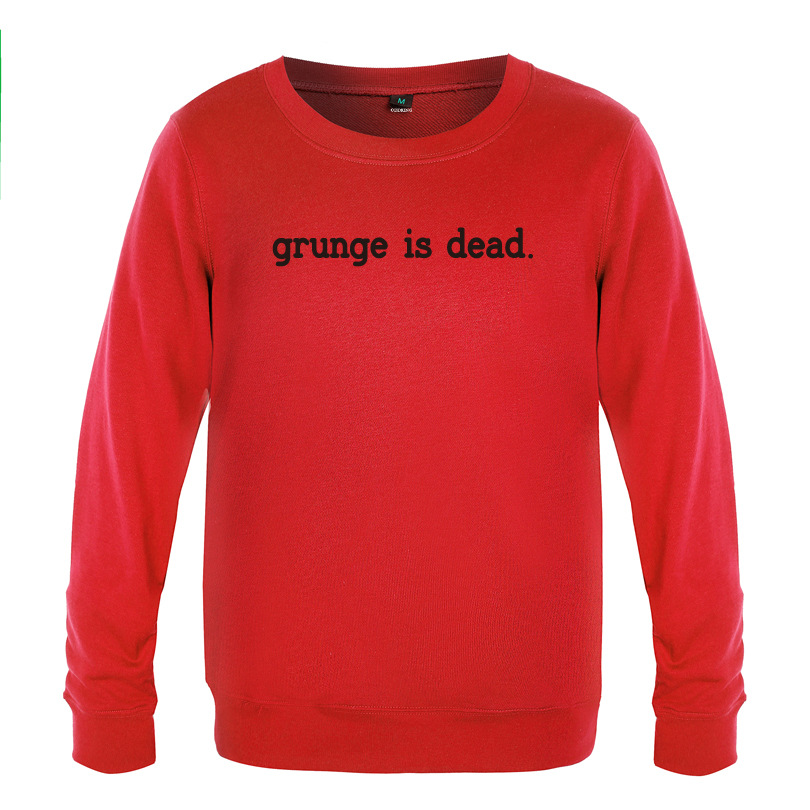 新款创意男士圆领卫衣男长袖套头衫上衣 grunge is dead 简约字母
