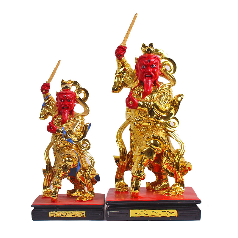 王灵官神像1216英寸树脂家用供奉镀金金身道教护王天君火神像摆件