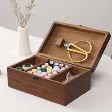 家用实木针线盒可批发 木质缝纫工具收纳盒 复古收纳便携套装盒