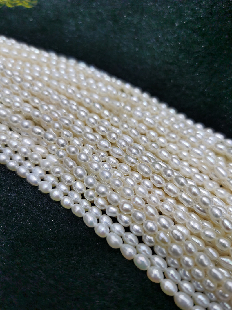 天然淡水珍珠小米珠强光迷你3-4mm小珍珠diy饰品手工串珠材料批发