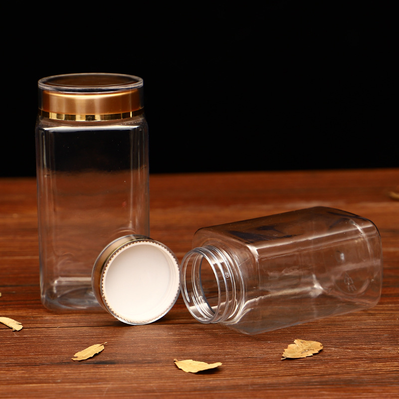 方形大号花茶粉末蜂蜜塑料瓶 新款三七黑枸杞灵芝孢子粉塑料罐子